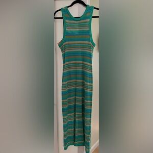 Bar III Striped Knit Maxi Dress in Green and Tan